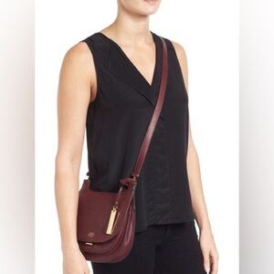 Vince Camuto Burgundy Elyza Leather Crossbody Bag